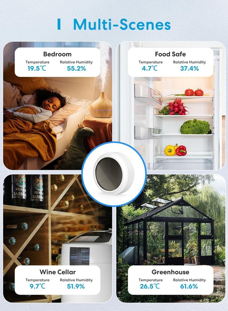 Meross WiFi Hygrometer Indoor Thermometer, Smart Temperature and Humidity Meter with Solar Energy Supply - Image 3