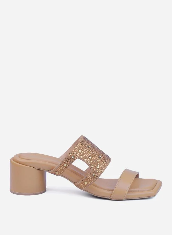 Take Two Rhinestone Embellished Block Heel Sandals By Heel Your Sole