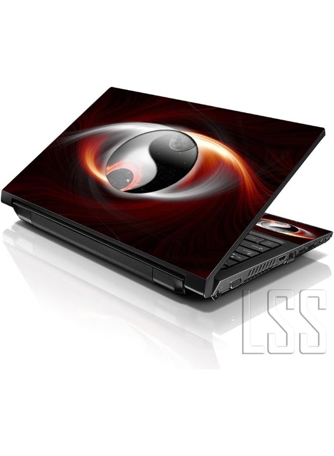 LSS Laptop 15 15.6 Skin Cover with Colorful Ying Yang Earth and Moon Pattern for HP Dell Lenovo Apple Asus Acer Compaq - Fits 13.3" 14" 15.6" 16" (2 Wrist Pads Free) - Image 1