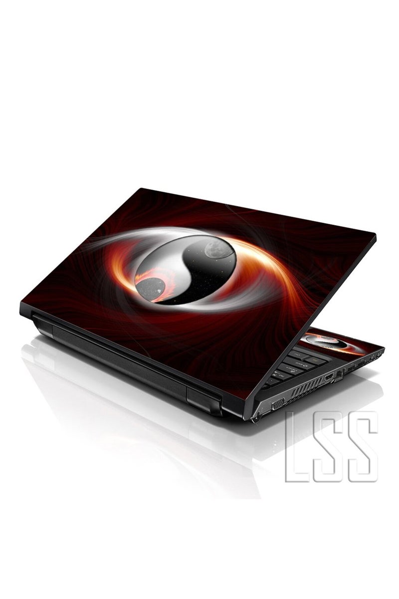 LSS Laptop 15 15.6 Skin Cover with Colorful Ying Yang Earth and Moon Pattern for HP Dell Lenovo Apple Asus Acer Compaq - Fits 13.3" 14" 15.6" 16" (2 Wrist Pads Free) - Image 1