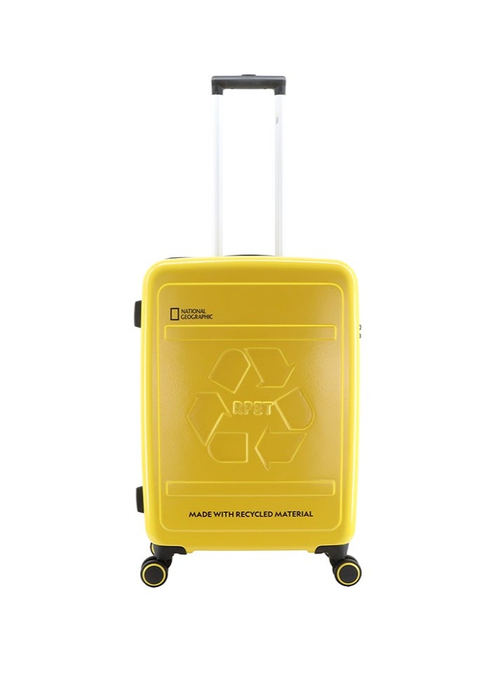 NATIONAL GEOGRAPHIC National Geographic RPET Balance Hardshell Medium Check-In Suitcase, Durable Lightweight  TSA Combination Lock Travel Luggage, 4 Quite Spinner Wheel Trolley Bag (24 Inch) Yellow.  - Image 1
