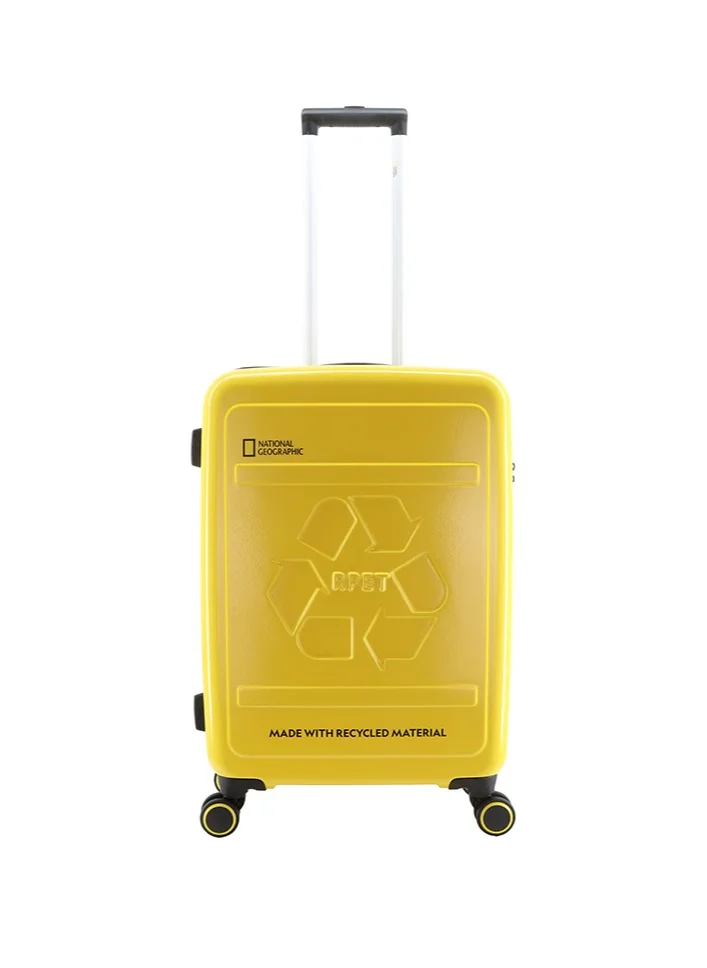 ناشيونال چيوغرافيك National Geographic RPET Balance Hardshell Medium Check-In Suitcase, Durable Lightweight  TSA Combination Lock Travel Luggage, 4 Quite Spinner Wheel Trolley Bag (24 Inch) Yellow.