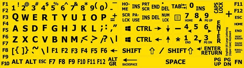 4Keyboard English US Large Lettering Keyboard Sticker (Upper CASE) Yellow Background for Desktop, Laptop and Notebook (Manufactured 4Keyboard) - Image 2
