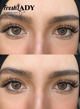 Freshlady Natural Brown Colored Contact Lenses Yearly, Soft Hydrating Big Eye Effect, Real Eye Look Cosmetic Lenses for Daily Wear, Makeup, Party & Dating - view 2
