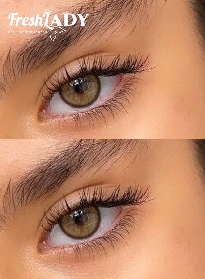 Freshlady Natural Brown Colored Contact Lenses Yearly, Soft Hydrating Big Eye Effect, Real Eye Look Cosmetic Lenses for Daily Wear, Makeup, Party & Dating - Image 5