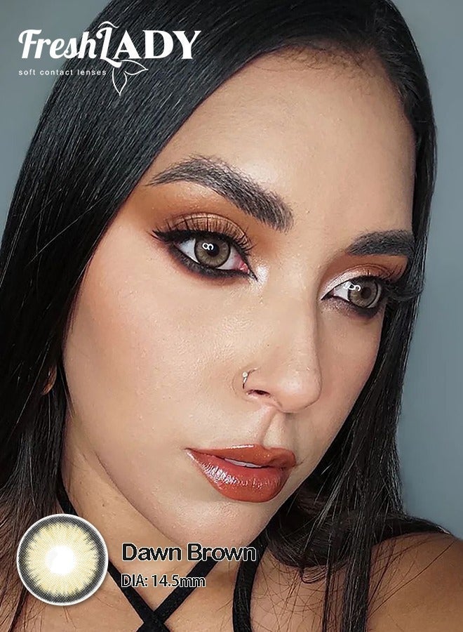 Freshlady Natural Brown Colored Contact Lenses Yearly, Soft Hydrating Big Eye Effect, Real Eye Look Cosmetic Lenses for Daily Wear, Makeup, Party & Dating - Image 3