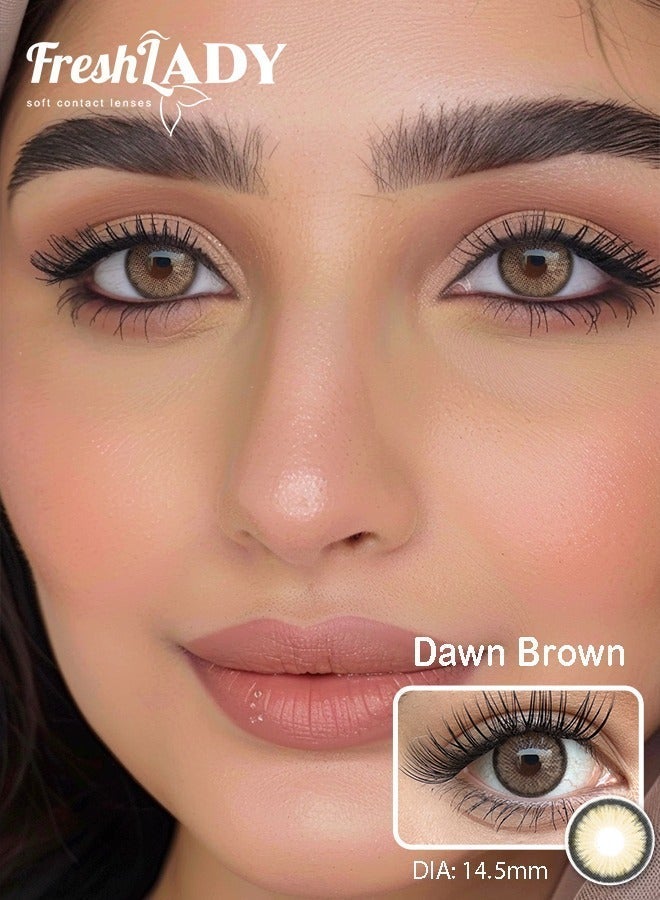 Freshlady Natural Brown Colored Contact Lenses Yearly, Soft Hydrating Big Eye Effect, Real Eye Look Cosmetic Lenses for Daily Wear, Makeup, Party & Dating - Image 4