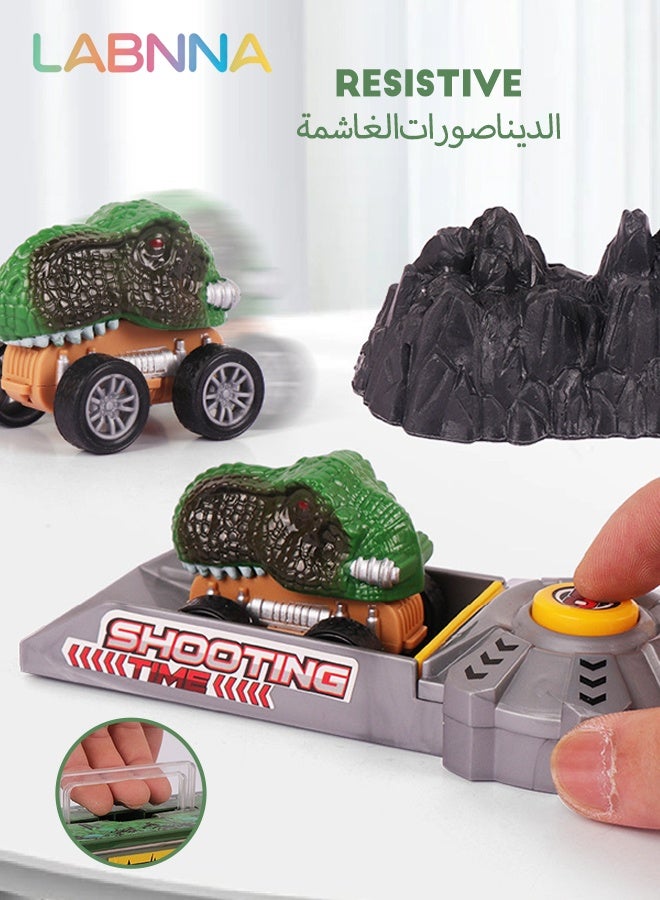 LABNNA 9 قطع حاملة شاحنات ديناصور مع 1 روكري 2 شجرة 1 ديناصور بيضة عش 3 ديناصورات ضوئية وصوتية لعبة سيارة للأولاد الصغار من 3 إلى 5 سنوات - Image 2