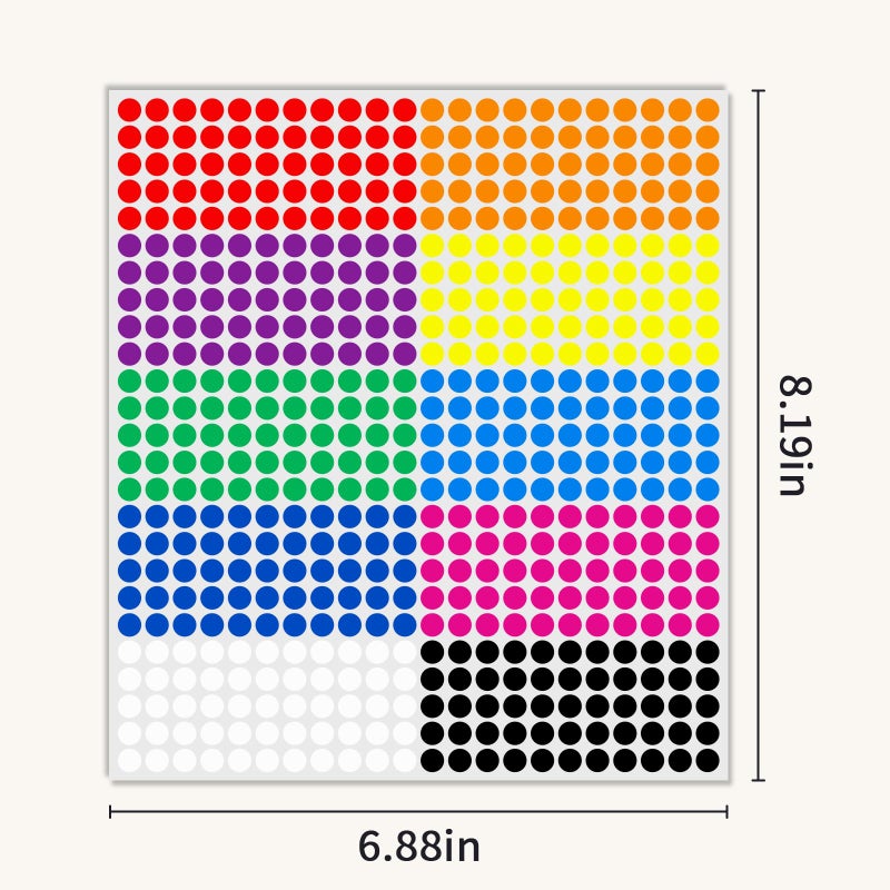 Ouzoustate 1/4" Small Colored Dot Stickers 2750 PCS Round Circle Stickers Tiny Mini Little Colored Coding Labels (Colorful) - Image 3