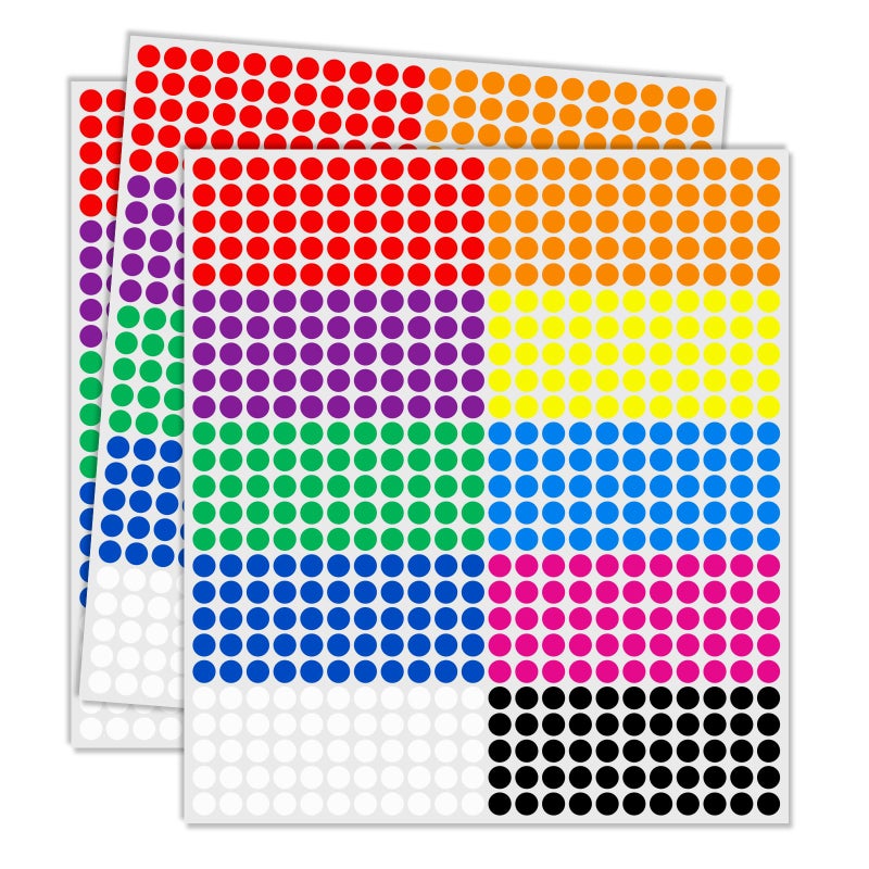Ouzoustate 1/4" Small Colored Dot Stickers 2750 PCS Round Circle Stickers Tiny Mini Little Colored Coding Labels (Colorful) - Image 1