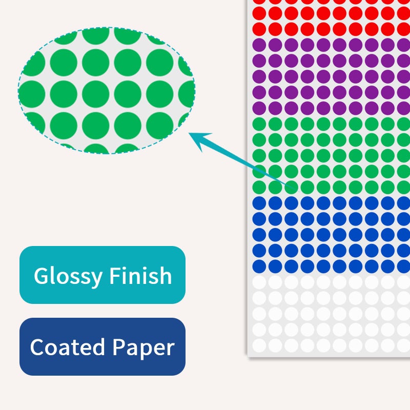 Ouzoustate 1/4" Small Colored Dot Stickers 2750 PCS Round Circle Stickers Tiny Mini Little Colored Coding Labels (Colorful) - Image 5
