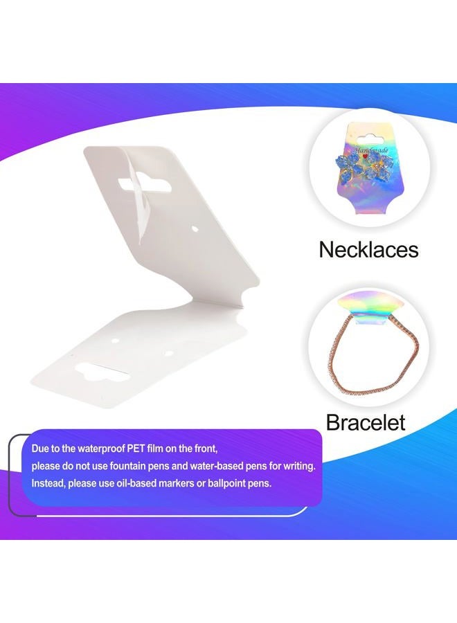 KIUKIUO 210 PCS Bracelet Holographic Display Cards Sturdy Necklace Holder Cards Self Adhesive Jewelry Packaging Selling Card for Small Business of Keychain Earring Hair Band and Scrunchies Hanging - Image 3
