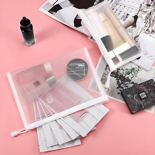 Amillee Zipper Nylon Mesh Pouch Transparent Document Holder Pencil Case Cosmetic Makeup Bag Multipurpose Travel Organizer for School Office Stationery Supplies File Envelope Storage (Medium 4Pcs) - Image 4
