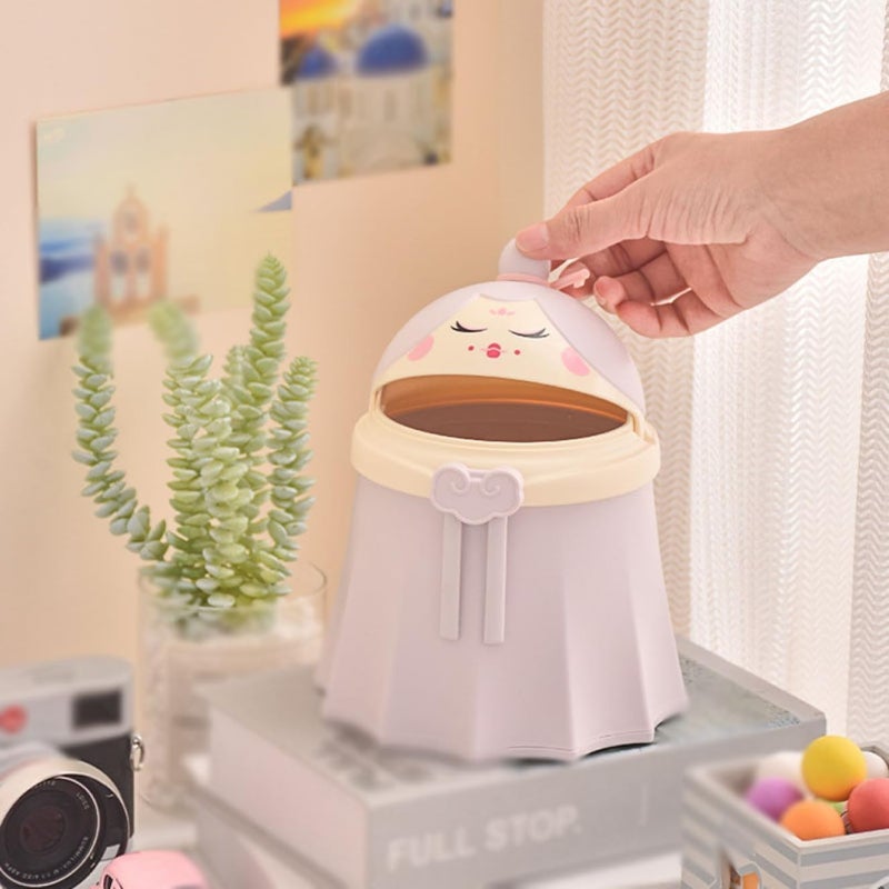 EVVIX Kawaii Toilet Trash Can with Lid Cute Cartoon Toilet Dustbin Disposable Trash Container for Bathroom Kitchen Bedroom Purple - Image 5