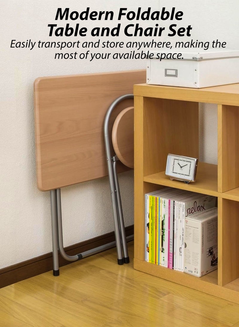 Toshionics Set Of 1 Foldable Wooden Rectangle Table 1 Folding Chairs Seat For Breakfast Computer Gaming Laptop Desk Office Workstation Kids Study Kitchen Balcony Home Dining Outdoor Picnic Beach Desert Camping - Image 2