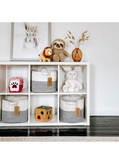 Goodpick Goodpick Rope Baskets for Storage, Woven Storage Baskets for Shelves, Small Laundry Baskets, Nursery Cube Bins with Handles, Decorative Square Baskets, 13 x 10 x 9 Inches, 3 Pack  - Image 3