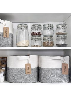 Goodpick Goodpick Rope Baskets for Storage, Woven Storage Baskets for Shelves, Small Laundry Baskets, Nursery Cube Bins with Handles, Decorative Square Baskets, 13 x 10 x 9 Inches, 3 Pack  - Image 4