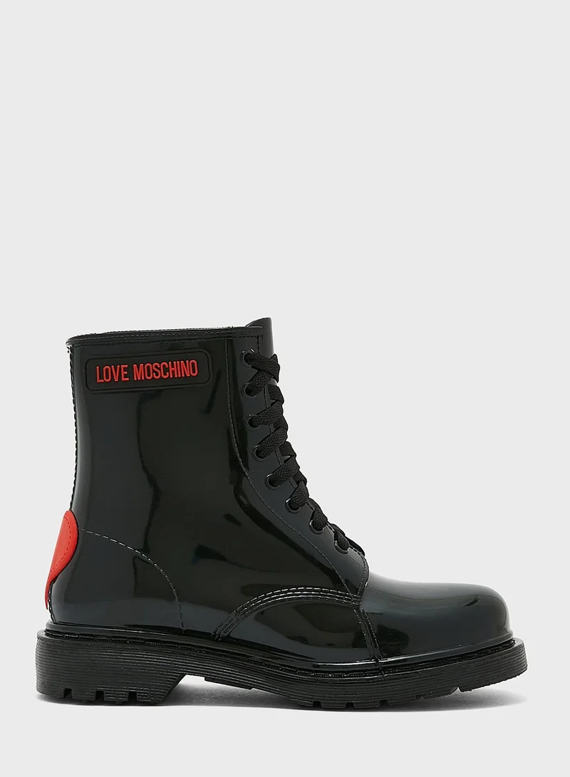 Love Moschino Logo Detail Lace Up Boots