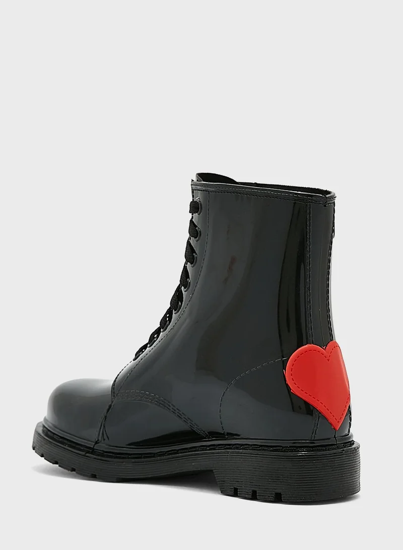 Love Moschino Logo Detail Lace Up Boots