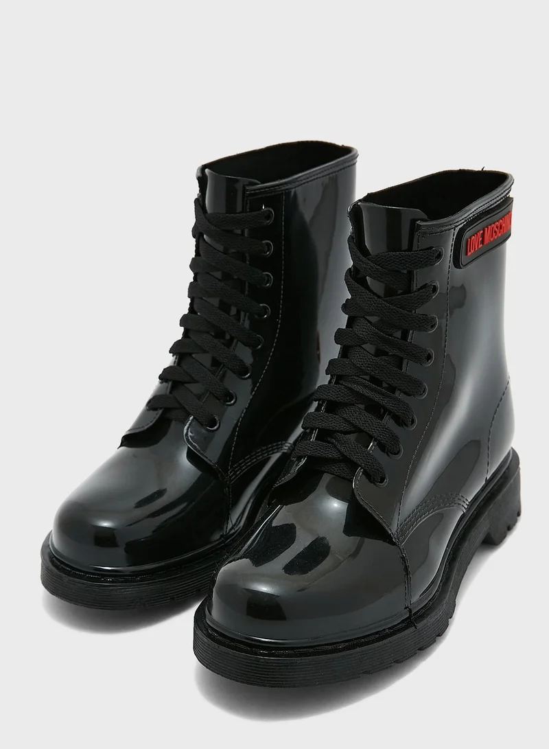 Love Moschino Logo Detail Lace Up Boots