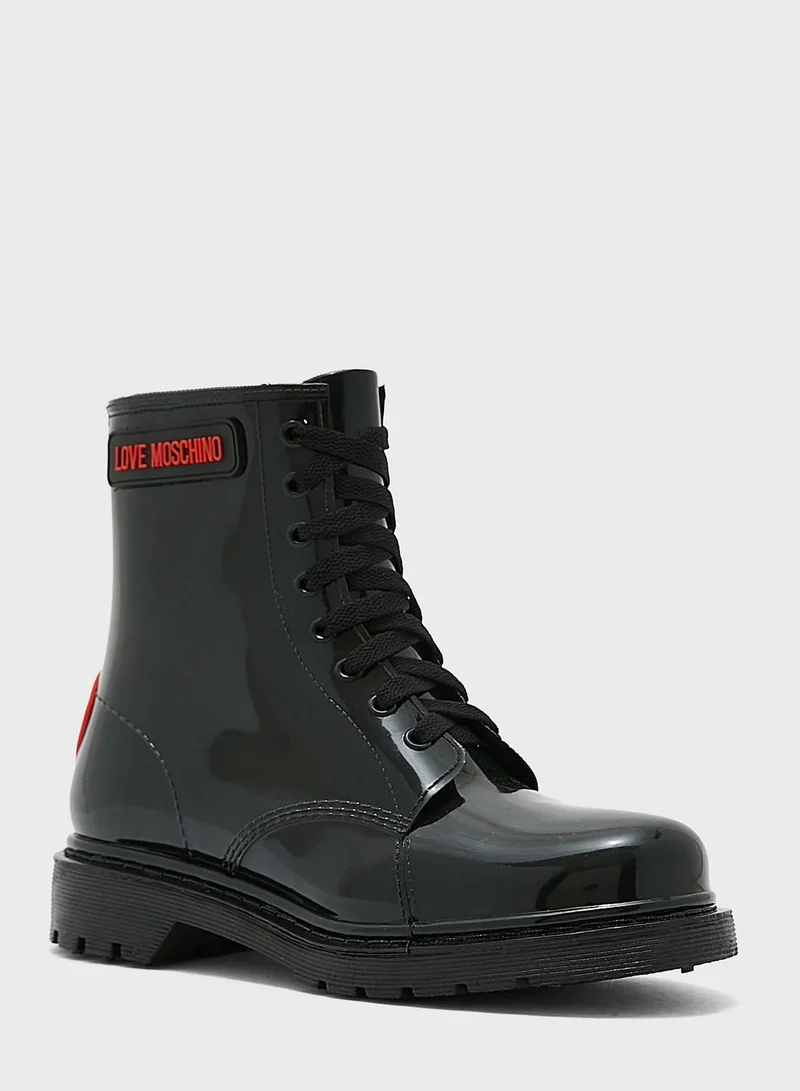 Love Moschino Logo Detail Lace Up Boots
