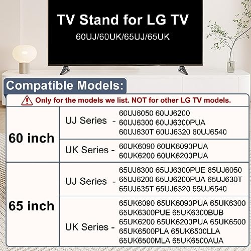 Maozhren Stand for LG TV Legs Replacement TV Stand Legs for LG TV Stand 60UJ65UJ60UK65UK 65UK6500 65UK6200 65UJ6300 65UJ6050 65UJ6200 65UJ630T 65UJ635T 65UK6090PUA 65UK6300PUE 60UJ6300 60UK6090 with Screws - Image 3