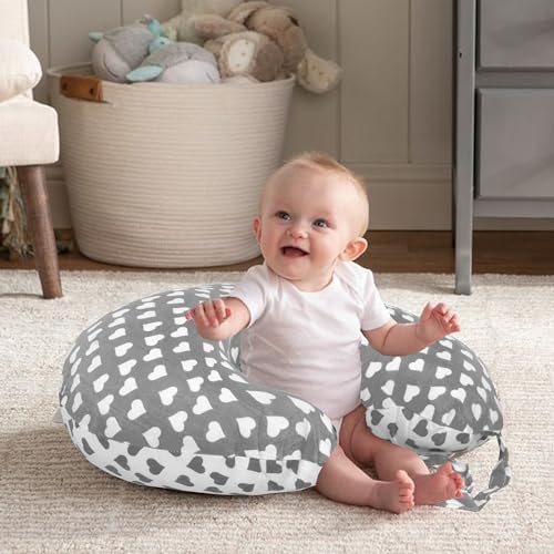 VParents Feeding Pillow, Breast Feeding Pillows Vacuum Packed Cotton Nursing Pillow and Positioner, Breastfeeding, Bottle Feeding, Baby Support Rosy (Gray) 110656 - Image 2