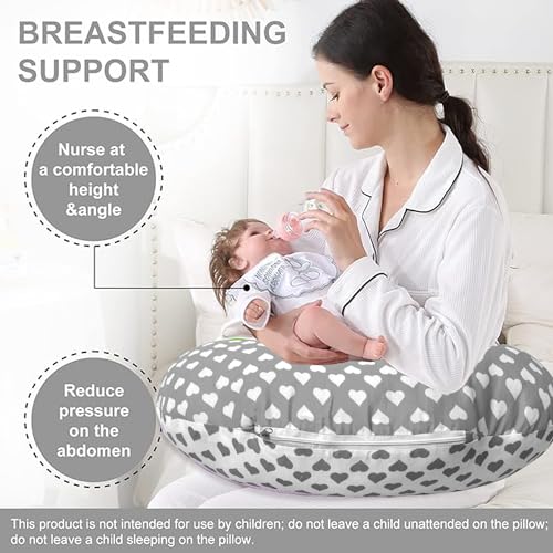 VParents Feeding Pillow, Breast Feeding Pillows Vacuum Packed Cotton Nursing Pillow and Positioner, Breastfeeding, Bottle Feeding, Baby Support Rosy (Gray) 110656 - Image 3
