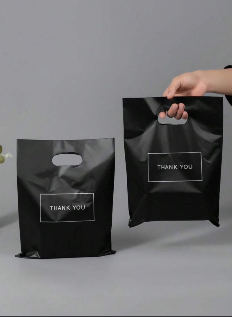 50 Black "Thank You" Gift Bags 20×30 cm – Perfect for Giveaways & Small Gifts - Image 1