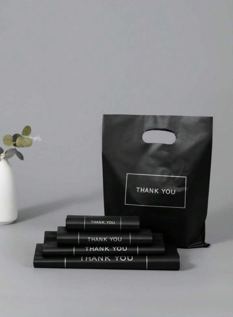 50 Black "Thank You" Gift Bags 20×30 cm – Perfect for Giveaways & Small Gifts - Image 2