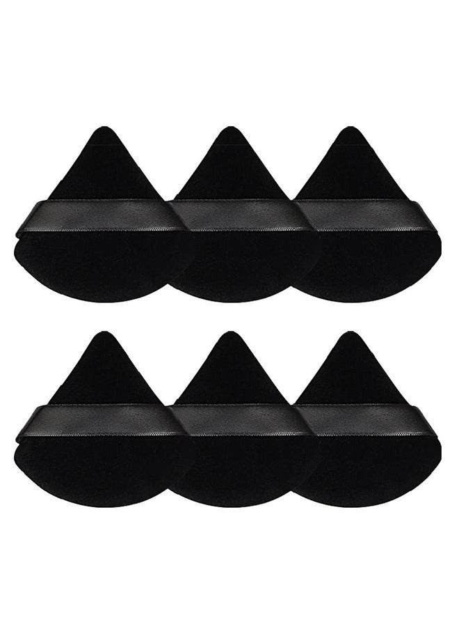 6-قطع أسود لينة المخملية الوجه ماكياج مثلث مسحوق نفخة - أدوات ماكياج التجميل الجمال لينة لمؤسسة - Image 1