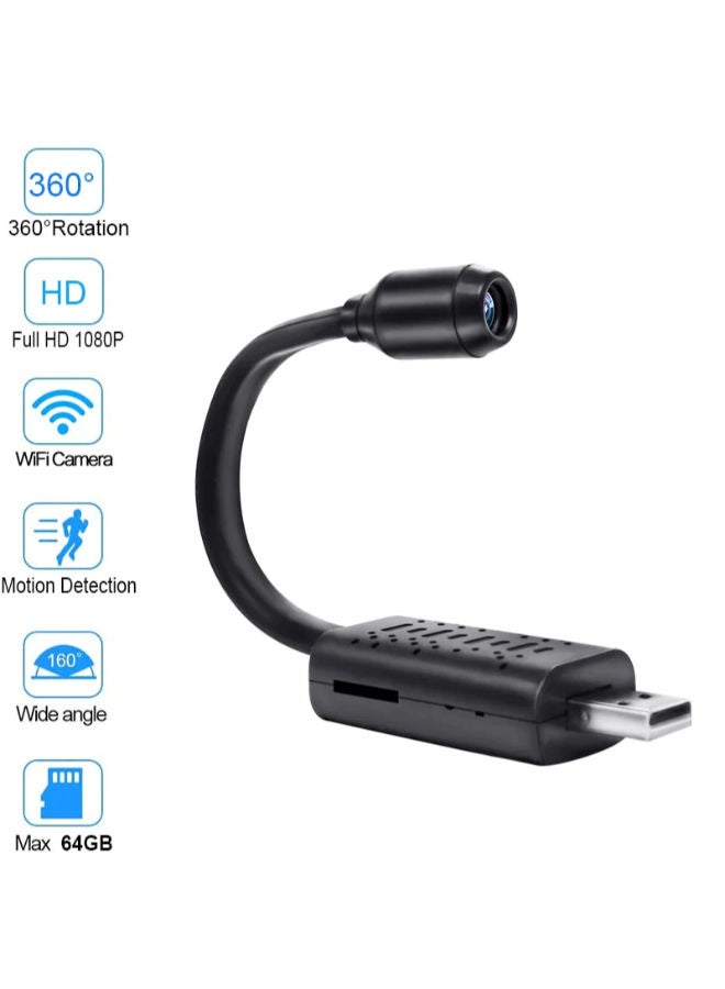 SHOPI Full HD 4K 1080P USB Wifi Mini Camera WiFi Camera Wireless USB Plug Small Security Camera 1080P HD Motion Detection Monitor for Home Office Indoor