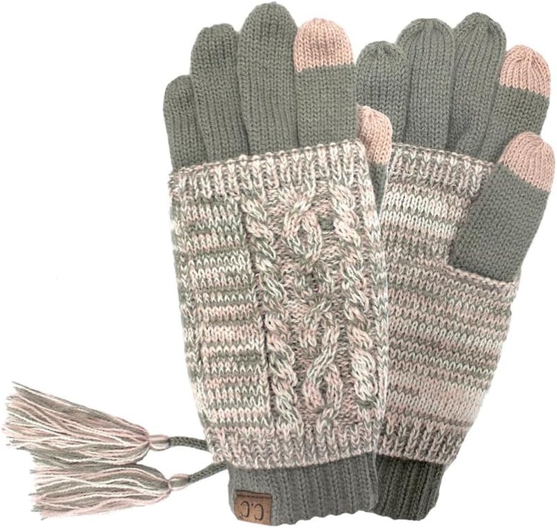 Unisex Cable Knit Winter Warm Anti-Slip Touchscreen Texting Gloves