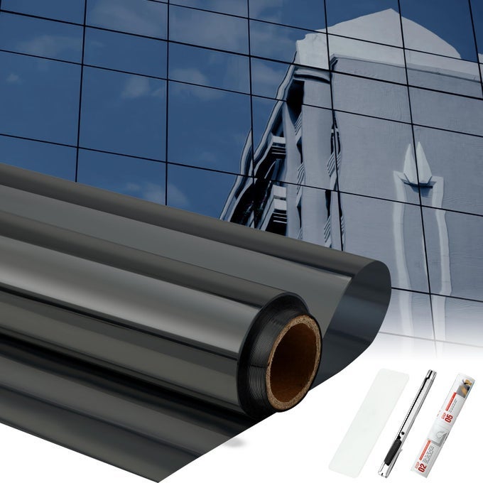 36 INCHX26 FT ONE WAY WINDOW FILM PRIVACY DAYTIME REFLECTIVE MIRROR WINDOW TINT SUN BLOCKING THERMAL INSULATED FILM HEAT CONTROL STATIC CLING TINT ANTI UV HOME OFFICE BLACK SILVER