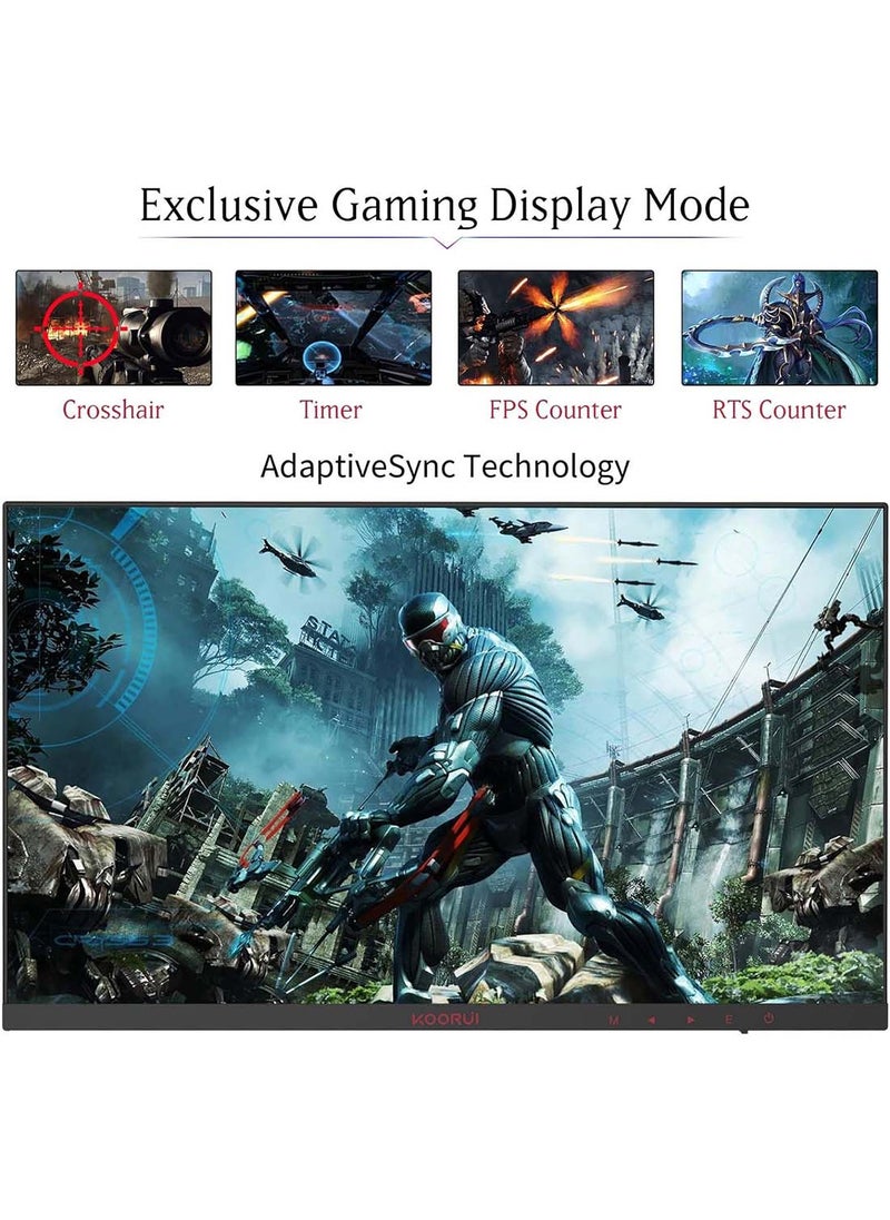 KOORUI - 24 Inch Computer Monitor - FHD 1080P Gaming Monitor 165Hz VA 1ms, AdaptiveSync Technology, Ultra-Thin LED Monitor,HDMI X2 / DP, VESA Compatible, Tilt Adjustable, Eye Care - 24E4 - Image 1