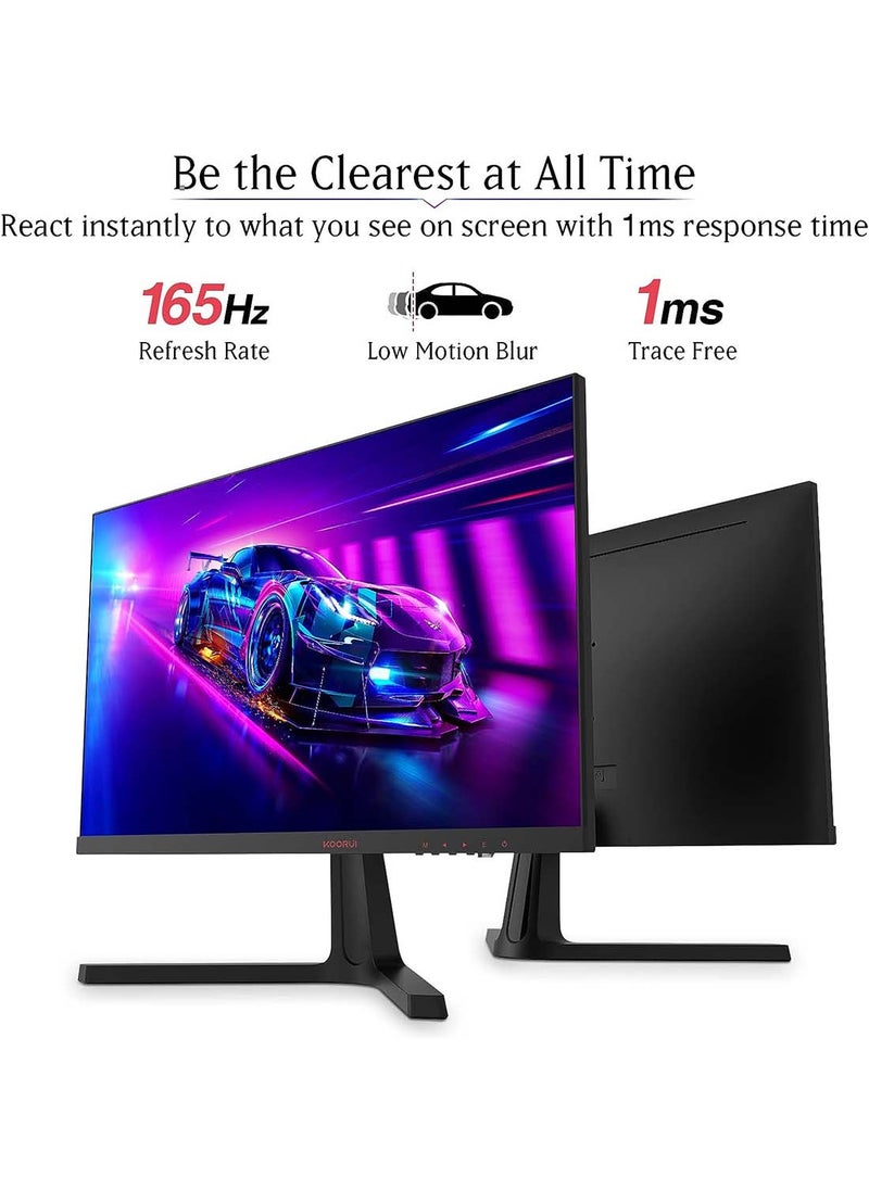 KOORUI - 24 Inch Computer Monitor - FHD 1080P Gaming Monitor 165Hz VA 1ms, AdaptiveSync Technology, Ultra-Thin LED Monitor,HDMI X2 / DP, VESA Compatible, Tilt Adjustable, Eye Care - 24E4 - Image 1