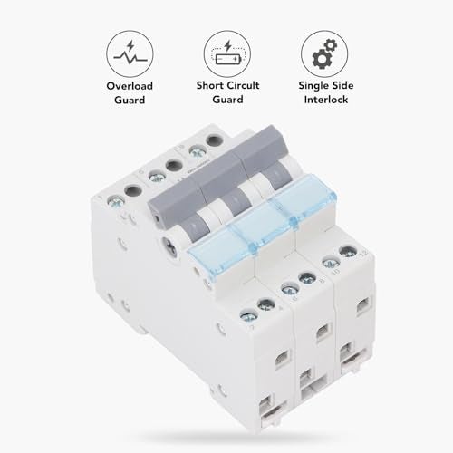 Eujgoov 3P Power Transfer Switch - Isolation Transfer Switch, Manual Changeover Switch, 63A 400V, DIN Rail Mount - Image 2