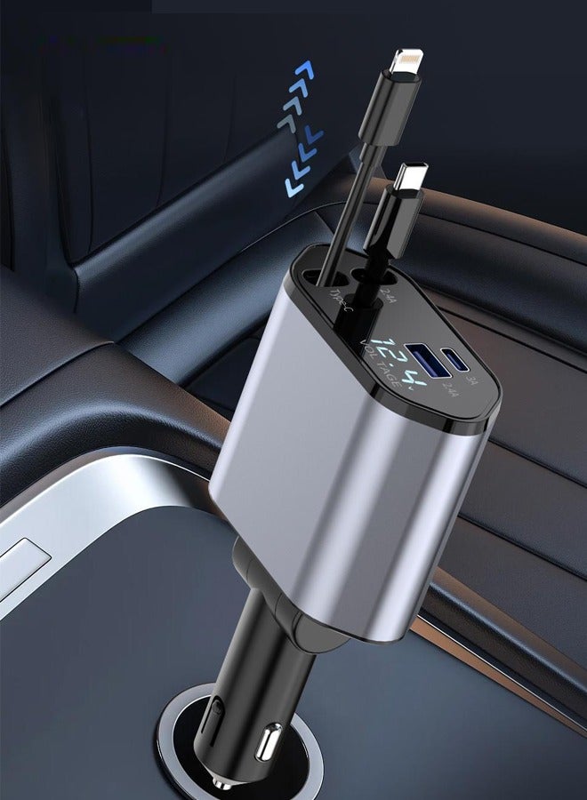 120W car charger Super fast charge retractable - Image 2