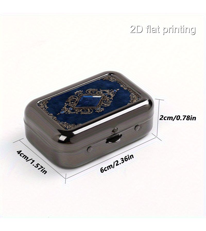 Portable Ashtray Blue Gemstone Pattern Metal Box for Men Women Car Pocket - Image 3