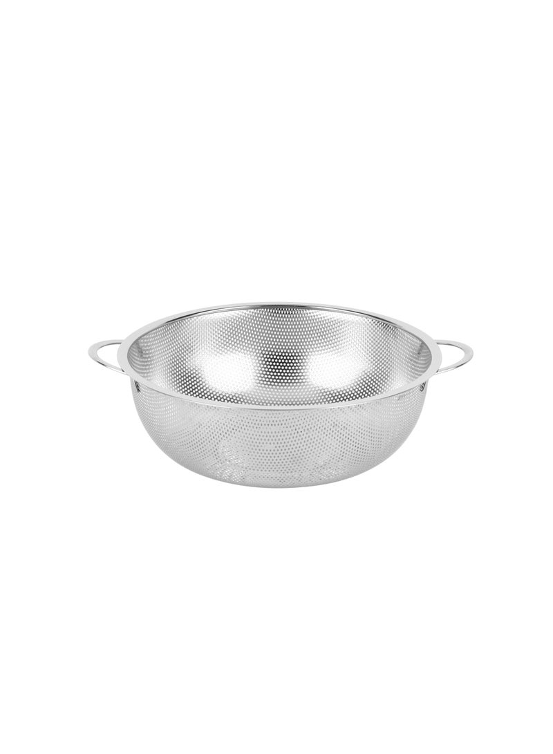 Royalford 28.5 cm Multipurpose Stainless Steel Strainer Basket- RF12684/ Colander with Strong Handles, Perfect for Washing Rice, Fruits, Vegetable and Straining Pasta, Rice, Noodles/ Stylish Design with Micro Perforated Holes Silver - Image 1