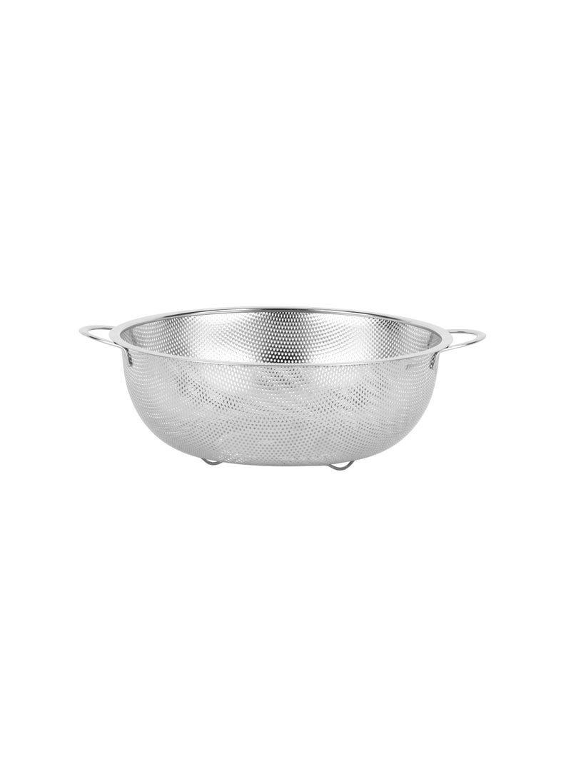 Royalford 28.5 cm Multipurpose Stainless Steel Strainer Basket- RF12684/ Colander with Strong Handles, Perfect for Washing Rice, Fruits, Vegetable and Straining Pasta, Rice, Noodles/ Stylish Design with Micro Perforated Holes Silver - Image 2