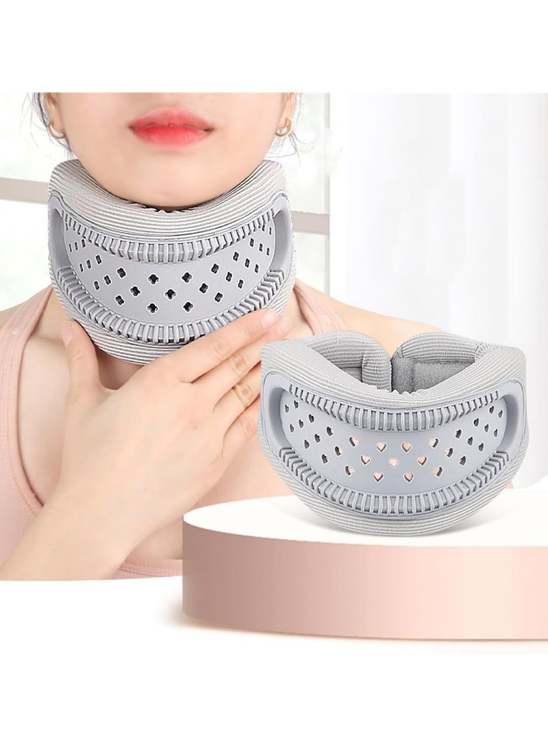 Neck Brace for Neck Pain and Support, Adjustable Cervical Collar for Sleeping, Soft Foam Neck Protectors Wraps Keep Vertebrae Stable and Aligned, Women & Men Cervical Spine Pressure Relief (Grey) - Image 1