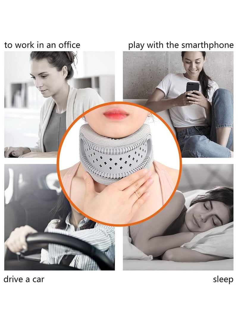 Neck Brace for Neck Pain and Support, Adjustable Cervical Collar for Sleeping, Soft Foam Neck Protectors Wraps Keep Vertebrae Stable and Aligned, Women & Men Cervical Spine Pressure Relief (Grey) - Image 3