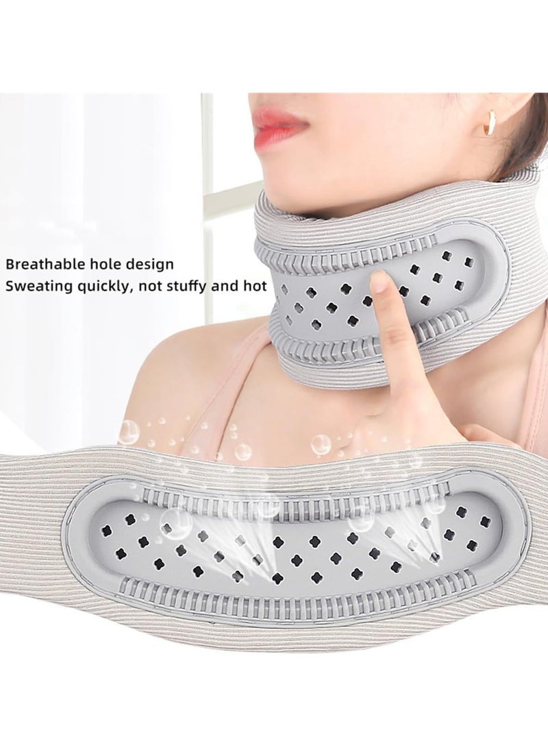 Neck Brace for Neck Pain and Support, Adjustable Cervical Collar for Sleeping, Soft Foam Neck Protectors Wraps Keep Vertebrae Stable and Aligned, Women & Men Cervical Spine Pressure Relief (Grey) - Image 4