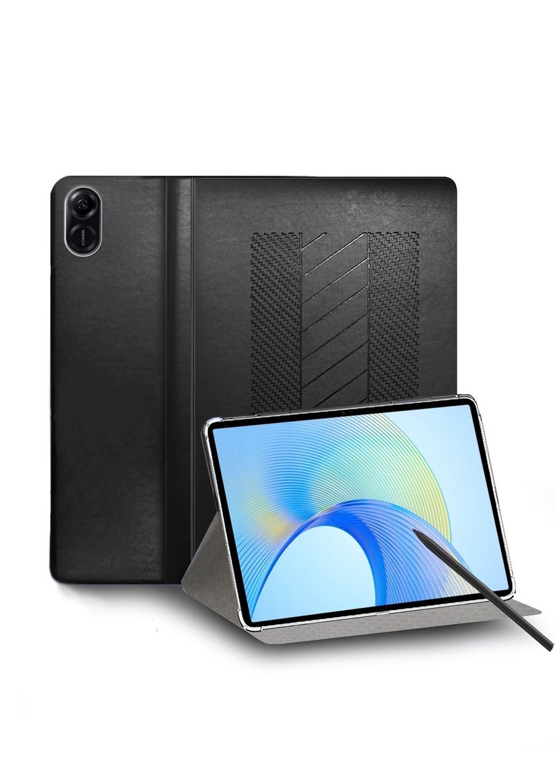 بيتر غطاء حماية كلاسيكي ثلاثي الطي من جلد البولي يوريثان لهاتف Honor Pad X9 11.5 بوصة 2023 أسود - Image 1