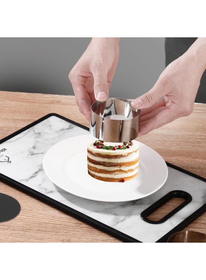 هومستر 16-Piece Stainless Steel Mousse Ring Set - Round Cake Molds with Pusher, Professional Baking Tools for DIY Cakes & Cookies - Image 5