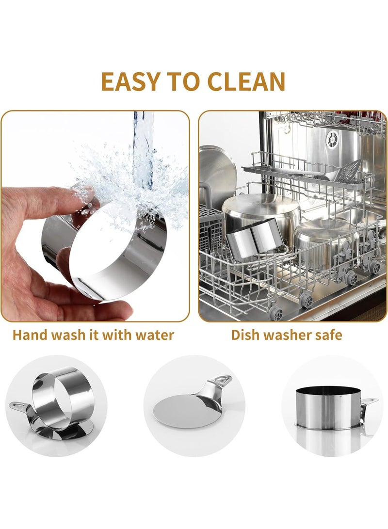 هومستر 16-Piece Stainless Steel Mousse Ring Set - Round Cake Molds with Pusher, Professional Baking Tools for DIY Cakes & Cookies - Image 4