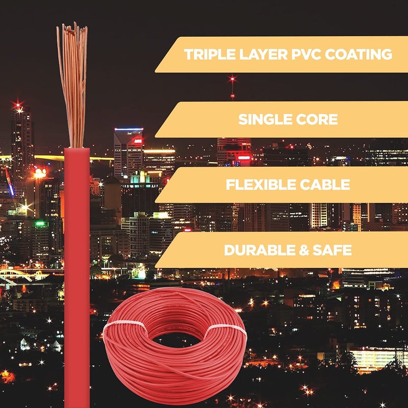 KLICK KLICK Copper Wire with Triple Layer PVC Coating Unilay Bunching Single Core Unsheathed Flexible Electric Cable for Domestic Industrial Connections Gold Series 15 mm 90m Long Red 5 Pcs  - Image 4