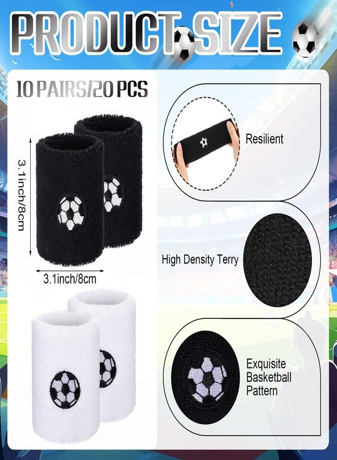 Daifunli 20 Pieces Sports Wristbands Wrist Sweatbands with Ball Pattern Design for Sports Party Birthday Party Favors(Soccer) - Image 2
