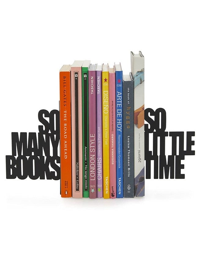 Balvi 'So Many Books' Decorative Metal Bookend - Black Metal Book Holder for Shelves - Unique Design - Ideal Gift for Book Lovers and Avid Readers - Sujetalibros - Image 1